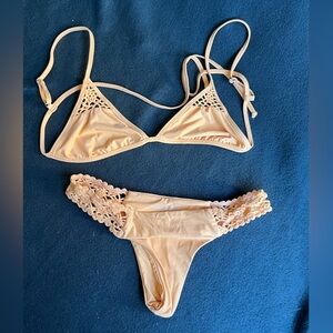 Frankie's Bikinis yellow Crochet Bikini Set